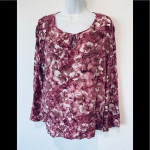 Spiegel Floral silk pink blouse sequins M